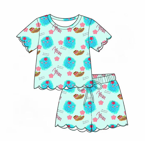 Moana Inspired Matching Lounge Set for Girls & Women | Soft Yoga Waffle Fabric | Boutique Scalloped Lounge Set | Preorder (Copy)