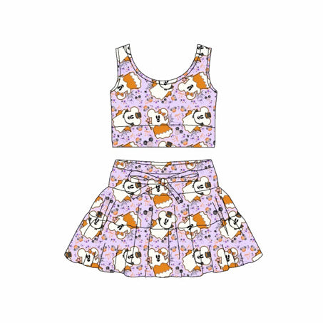 PREORDER Halloween Ghost Family Matching Active Skort Set | Mommy & Me Purple Athletic Outfit | Spooky Pumpkin Twirl Set