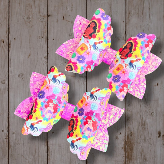 Enchanted Princess Hair Bow | Handmade Pink Glitter Boutique Bow