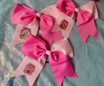 Pink princess cheer bows