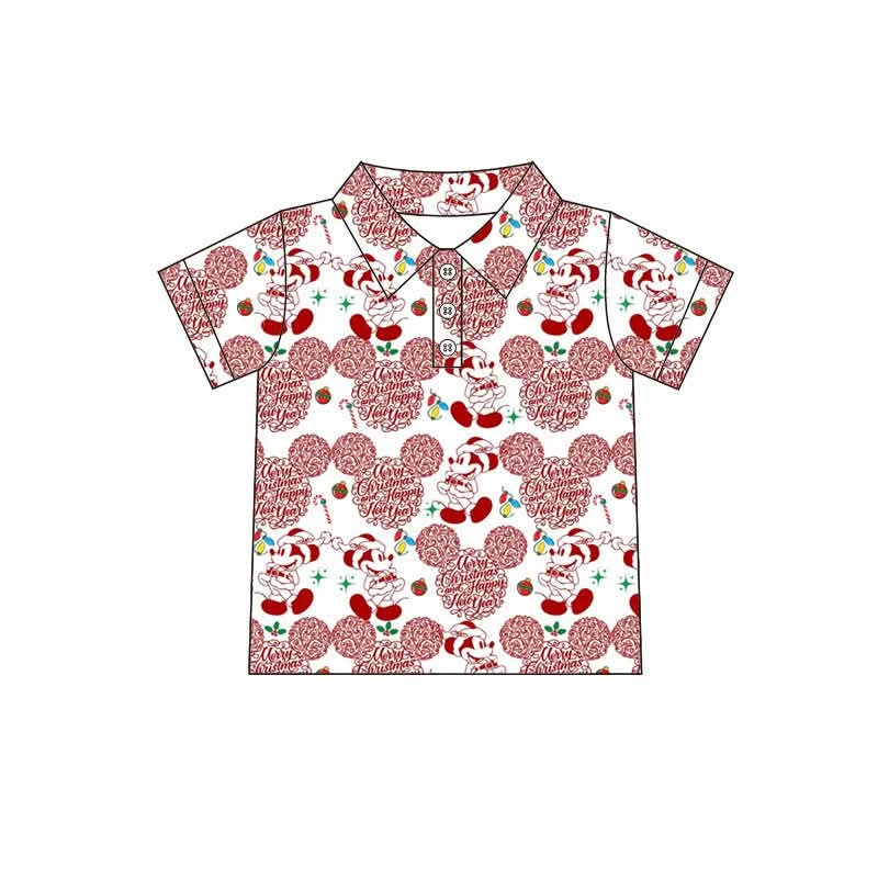 Preorder Family Matching Vintage Christmas Mouse Button-Up Shirt | Boys & Men’s Retro Holiday Style Shirt | Festive Christmas Vacation Top