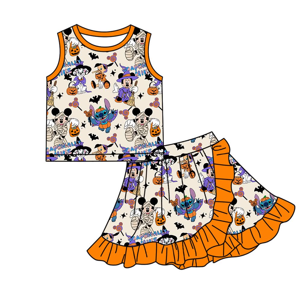 PREORDER Halloween Character Family Matching Ruffle Short Set | Mommy & Me Spooky Cute Athletic Outfit | Magical Halloween Lounge Set