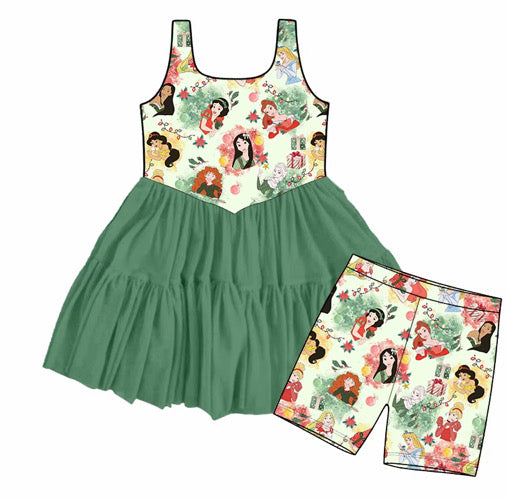 Christmas Princess Twirl Dress with Detached Biker Shorts | Family Matching Holiday Boutique Outfit | Preorder