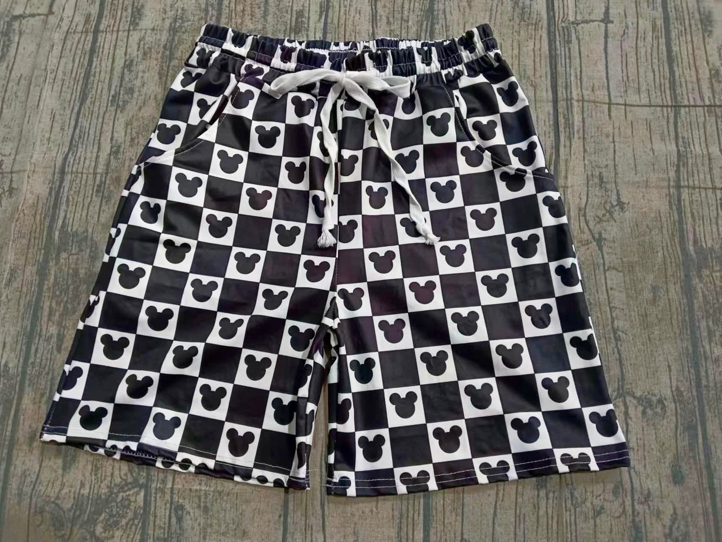 Black & White Magical Checkered Women’s Shorts | Soft Yoga Lounge Shorts