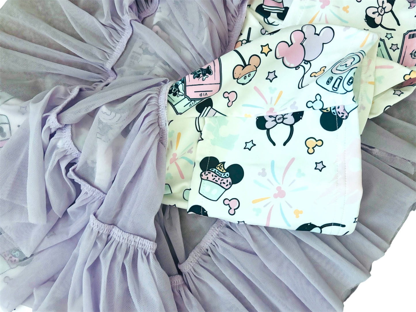 Magical Mom & Me Outfit Set – Pastel Park Print Top + Purple Mesh Skirt/ yoga wear sets/ matching magical sets