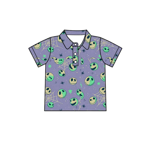 PREORDER Skeleton Pumpkin King Family Matching Polo Shirt | Spooky Purple Halloween Collared Shirt | Boutique Nightmare Inspired