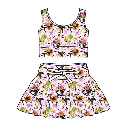 PREORDER Pink Spooky Friends Family Matching Yoga Set | Mommy & Me Halloween Athletic Outfit | Cute Boo Skort Set