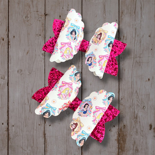 Coquette Princess Hair Bow | Handmade Hot Pink Glitter Boutique Bow
