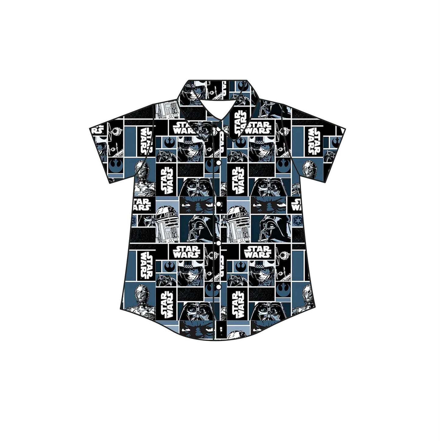 Star Wars Button-Up Shirt for Men & Boys | Matching Family Vacation Shirt | Sci-Fi Character Collared Shirt | Theme Park Button Down | Galactic Family Outfit