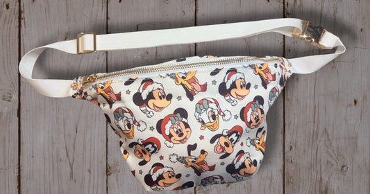 Sensational Six Holiday Belt Bag | Mickey & Friends Christmas Fanny Pack | Holiday Character Print Crossbody Waist Bag | Disney Park Christmas Bag