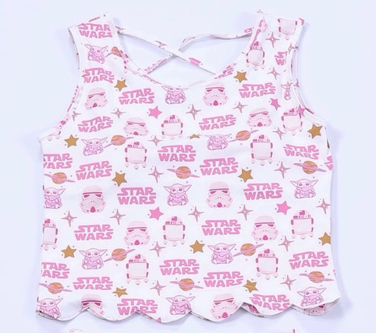 Women’s Pink Star Wars Criss Cross Yoga Tank