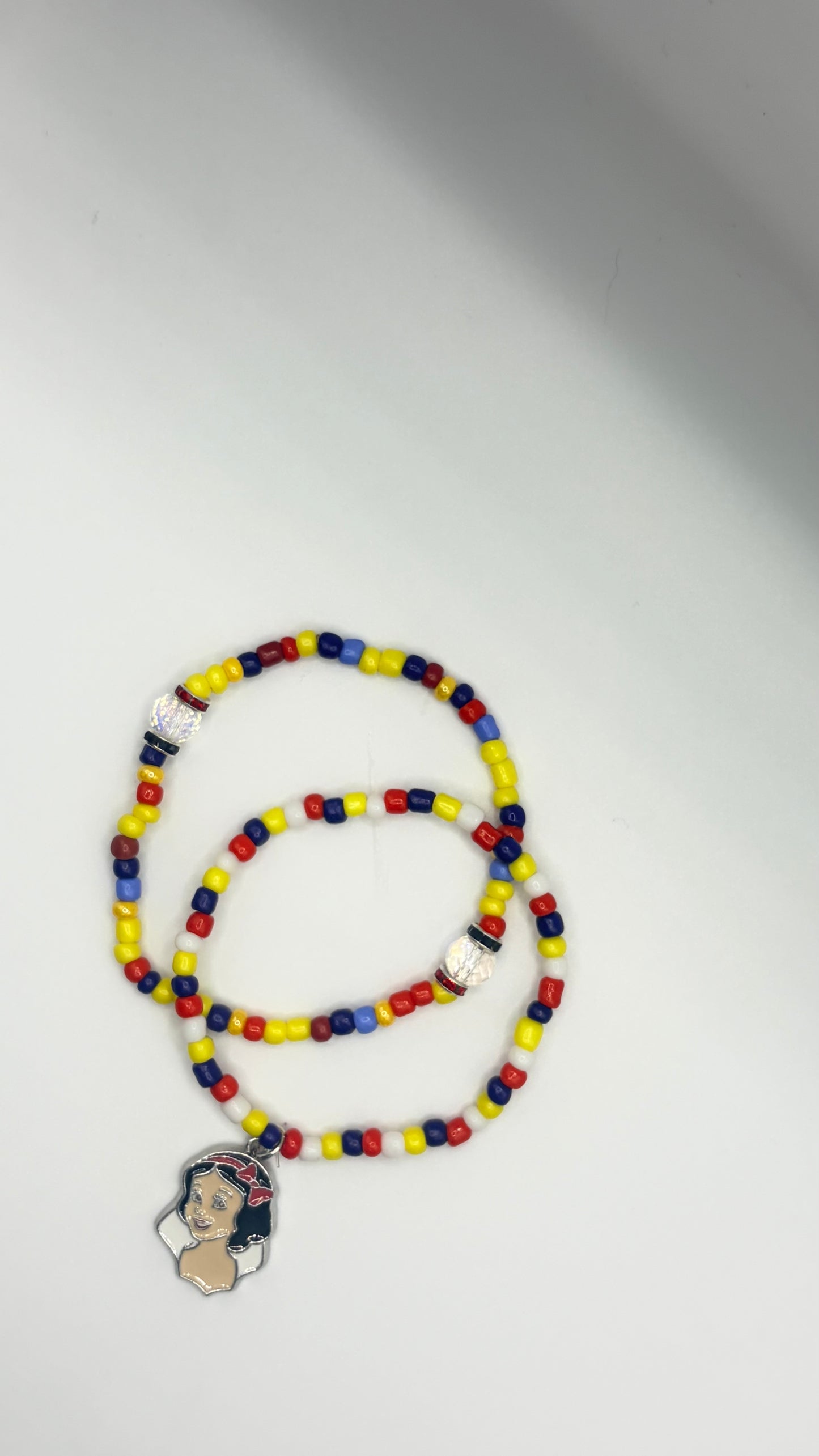 Snow White Princess Bracelet | Handmade Stretch Beaded Bracelet | Fairy Tale Jewelry