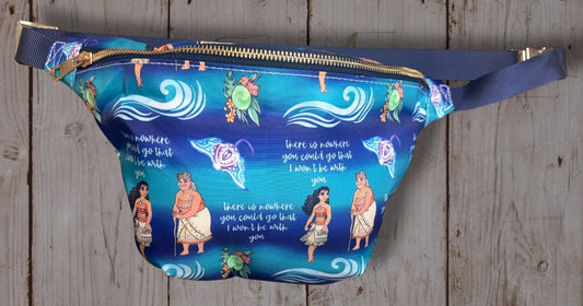 Moana Inspired Ocean Waves Belt Bag | Moana Character & Island Print Fanny Pack | Tropical Disney Inspired Crossbody Waist Bag | Park Day Travel Bag