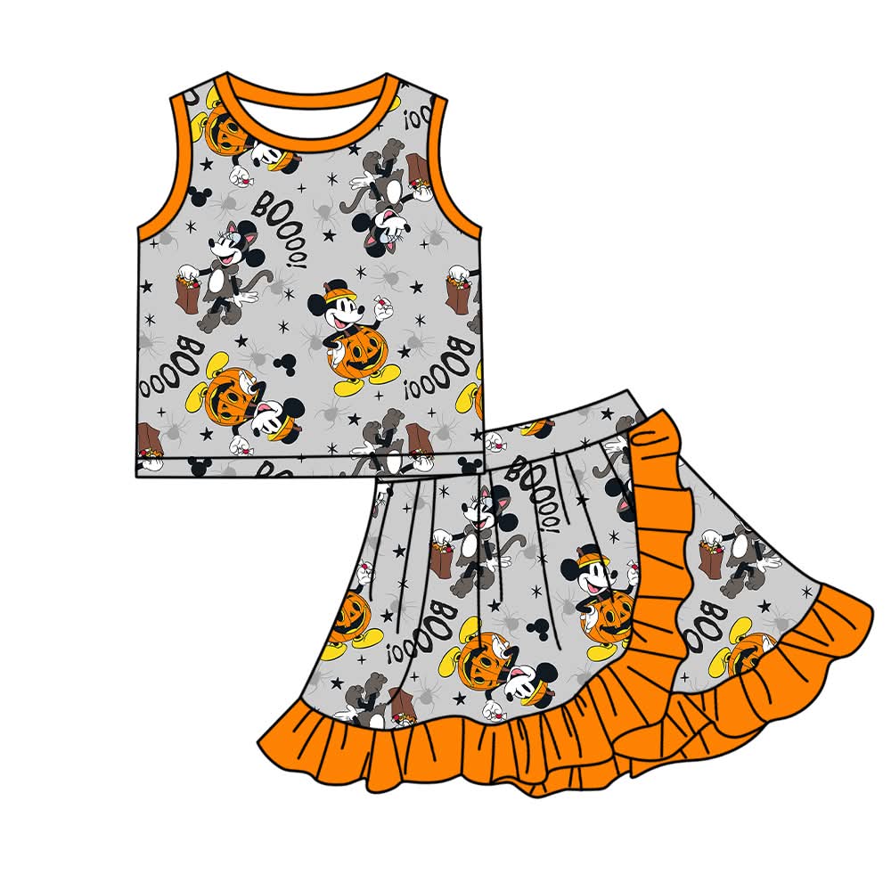 PREORDER Halloween Mouse Family Matching Ruffle Short Set | Mommy & Me Spooky Athletic Outfit | Pumpkin Mouse Lounge Set