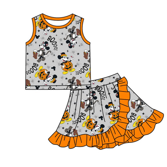 PREORDER Halloween Mouse Family Matching Ruffle Short Set | Mommy & Me Spooky Athletic Outfit | Pumpkin Mouse Lounge Set
