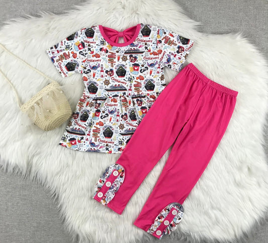 ⚓️🎀 Girls Castaway Cruise Outfit Set – Vacation Ready Boutique Style 🎀⚓️