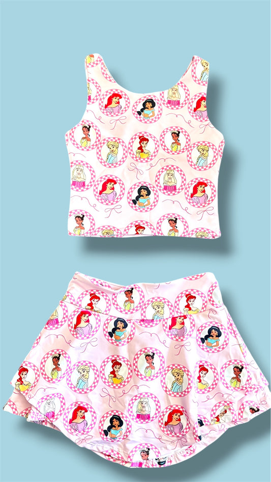 🎀 Pretty in Pink Princess Skort Set 🎀  Girls Magical Two Piece Set | Built-In Shorts | Slight Crop Tank | Boutique Activewear