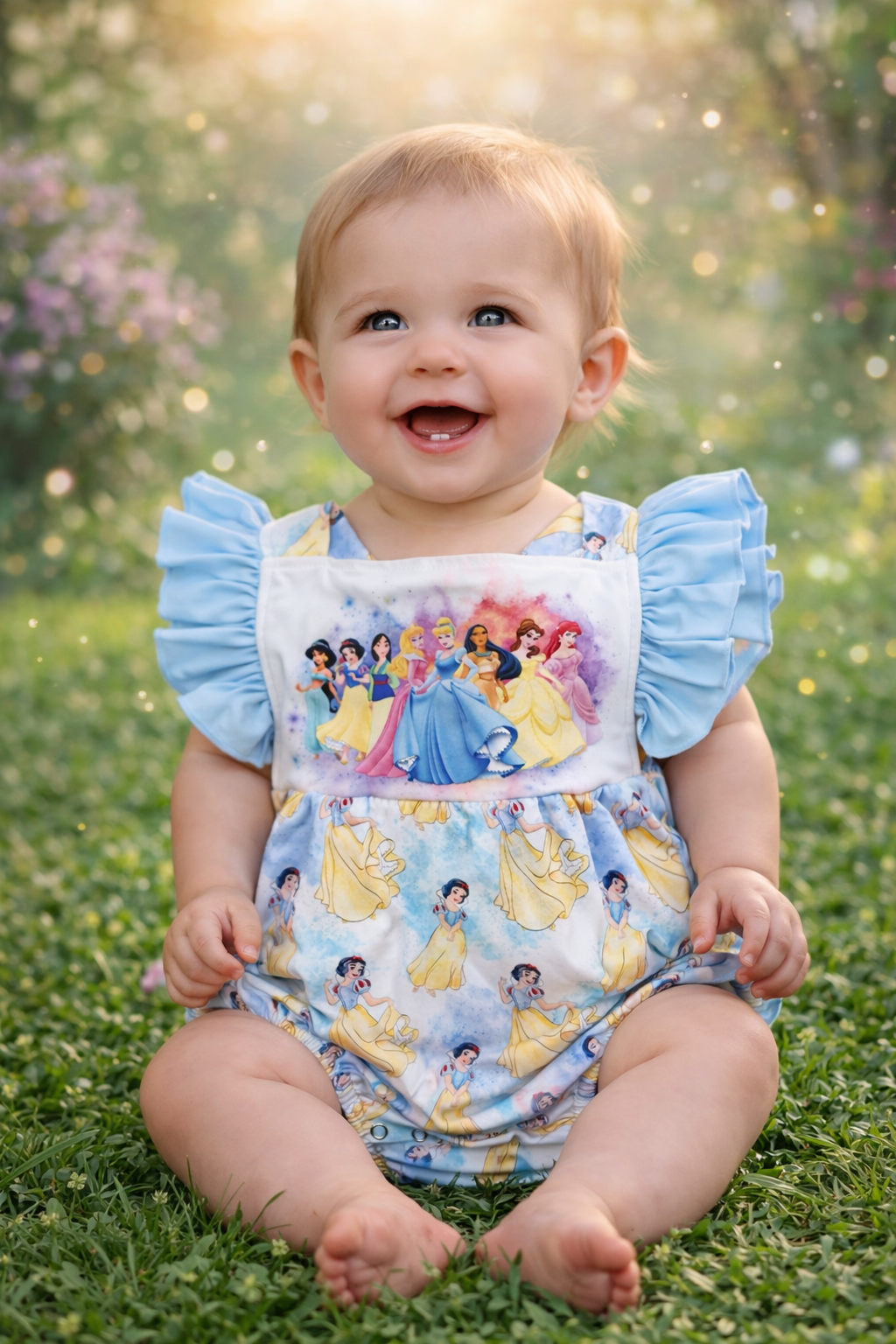 Princess Inspired Baby Romper | Magical Vacation Outfit | Fairy Tale Baby Bubble Romper | Theme Park Baby Outfit | Boutique Baby Girl Outfit