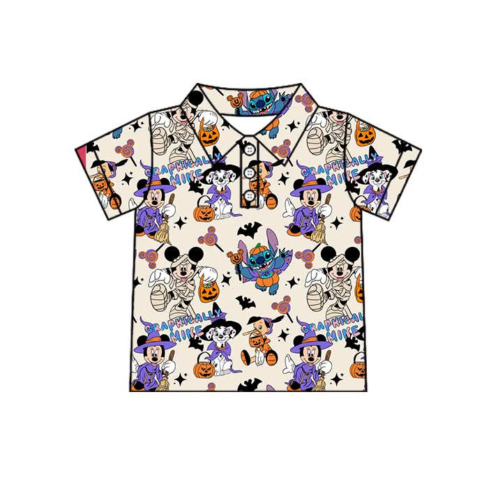 PREORDER Halloween Character Family Matching Polo  Shirt | Spooky Cute Boys Halloween Collared Shirt | Magical Mouse Halloween
