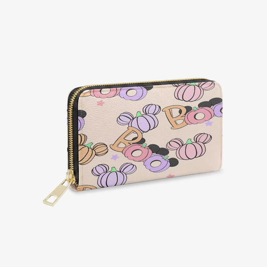 Halloween Pumpkin Zip Around Wallet | Mickey Pumpkin aFaux Leather Wallet | Spooky Season Card Holder & Coin Purse