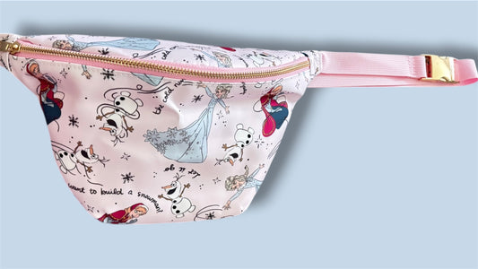 Pink Ice Queen Belt Bag | Snow Queen Inspired Fanny Pack | Winter Princess Park Outfit Crossbody Bag | Girls & Women Magical Theme Park Bag