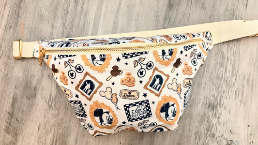 Vintage Cartoon Retro Cream Crossbody Bum Bag | Neutral Character Print Belt Bag