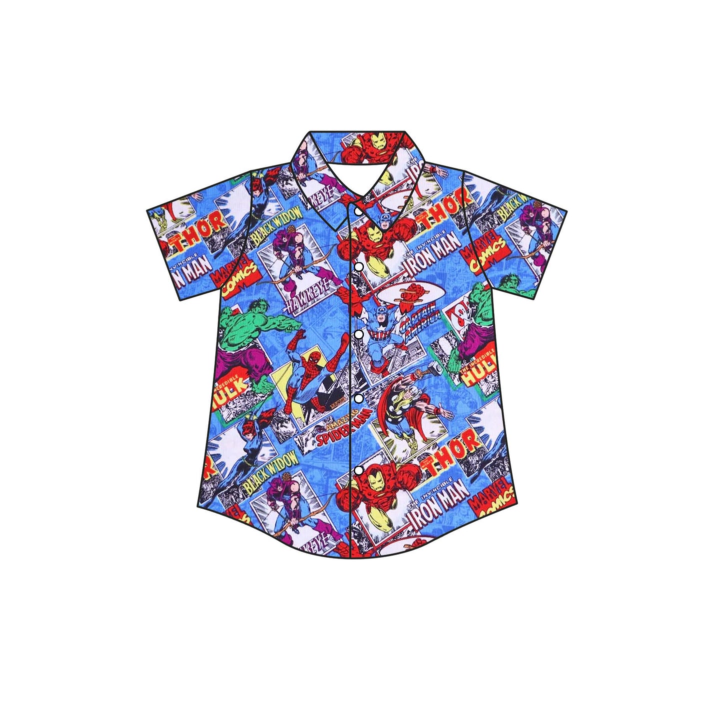 PREORDER boys/men’s Hero’s Comic button down