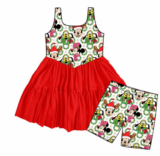 Preorder Christmas Sensational Six Friends Twirl Dress | Girls Holiday Boutique Dress | Family Matching Christmas Outfit | Holiday Park Dress | Christmas Vacation Dress