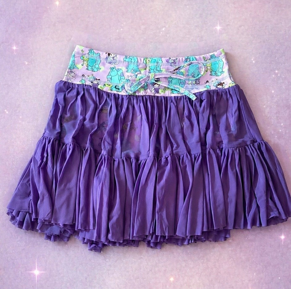 Monsters Inspired Women’s Layered Skirt | Built-In Yoga Shorts | Family Matching Outfit