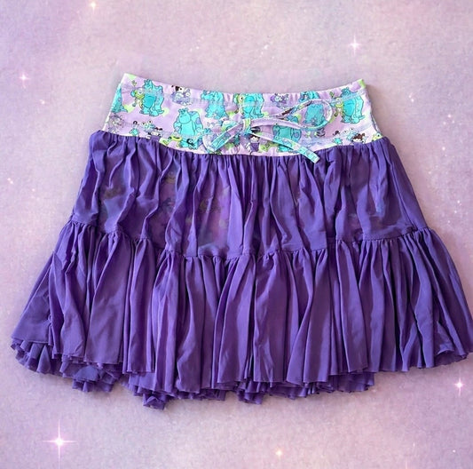 Monsters Inspired Women’s Layered Skirt | Built-In Yoga Shorts | Family Matching Outfit
