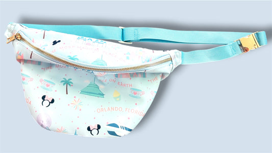 Light Blue Theme Park Belt Bag | Magical Vacation Fanny Pack | Castle Inspired Crossbody Bag | Orlando Florida Park Outfit | Mommy & Me Travel Bag