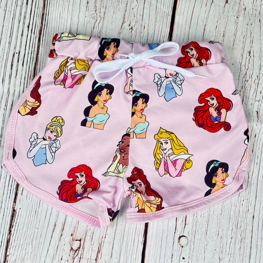 Classic Princess Inspired Girls Shorts | Magical Character Summer Shorts | Boutique Kids Lounge Shorts | Soft Lightweight Play Shorts