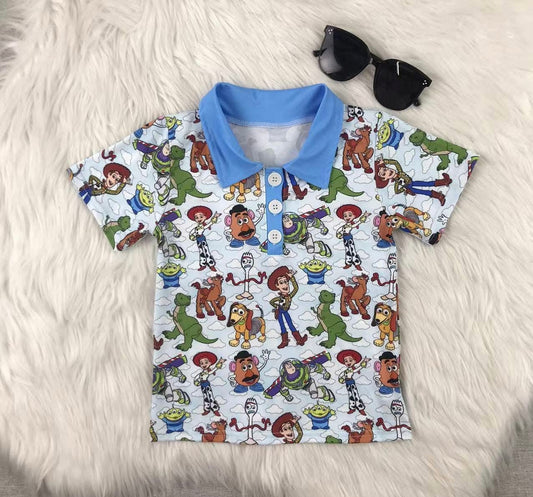 Boys Toy Story Friends Polo Shirt | Cartoon Character Kids Shirt | Toddler Boy Button Polo | Theme Park Outfit Boys | Vacation Shirt Kids