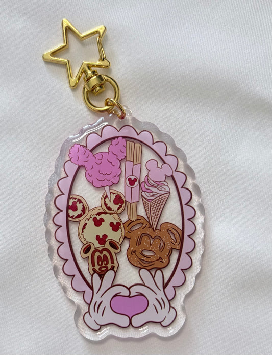 Magical Snacks Bag Charm | Theme Park Food Acrylic Keychain | Park Foodie Bag Accessory