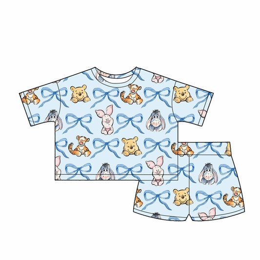 Women’s Classic Pooh & Friends Blue Bow Waffle Lounge Set