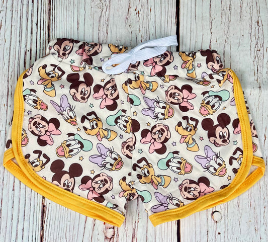 Magical Mouse & Friends Girls Shorts | Retro Character Print Shorts | Soft Summer Lounge Shorts | Boutique Kids Clothing