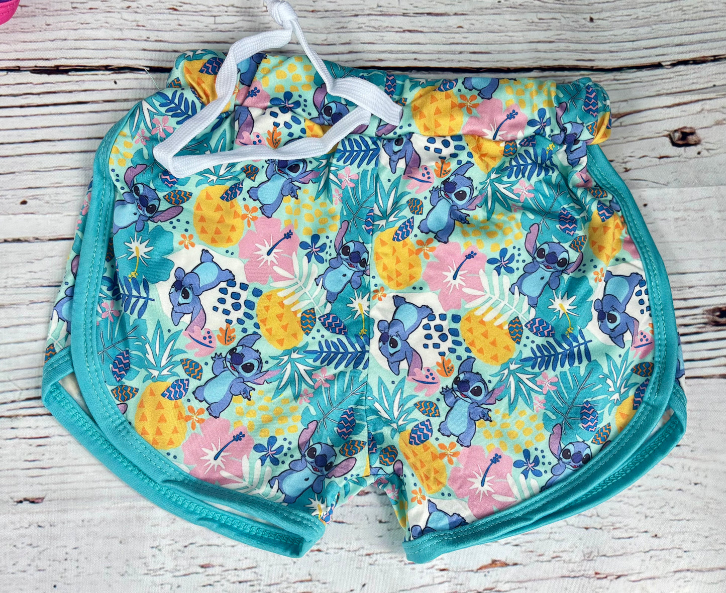 🌺 Tropical Stitch Alien Floral Shorts for Girls | Summer Vacation Shorts | Lightweight Kids Lounge & Play Shorts 🌺