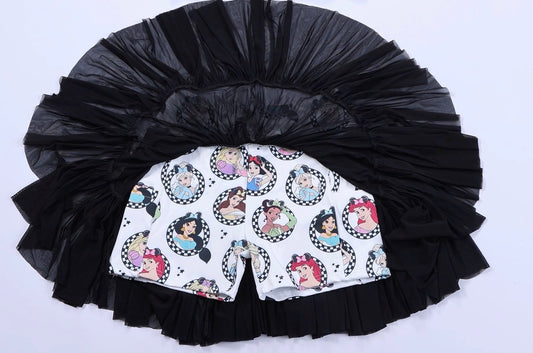Princess Checkered Character Flow Skirt with Pockets