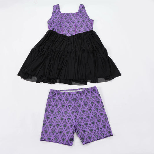 Haunted Mansion Twirl Dress with Biker Shorts | Girls Disney Haunted Mansion Dress | Halloween Boutique Outfit