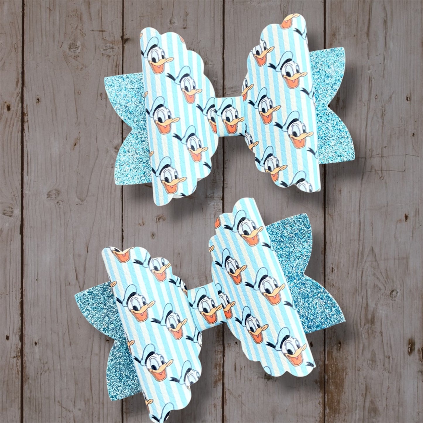 Donald Duck Inspired Hair Bow | Handmade Blue Glitter Boutique Bow | Duck Character Hair Accessory | Magical Park Bow