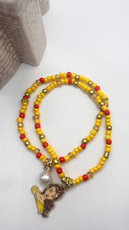 Belle Inspired Beaded Bracelet | Handmade Princess Stackable Jewelry | Enchanted Rose Stretch Bracelet | Theme Park Accessory