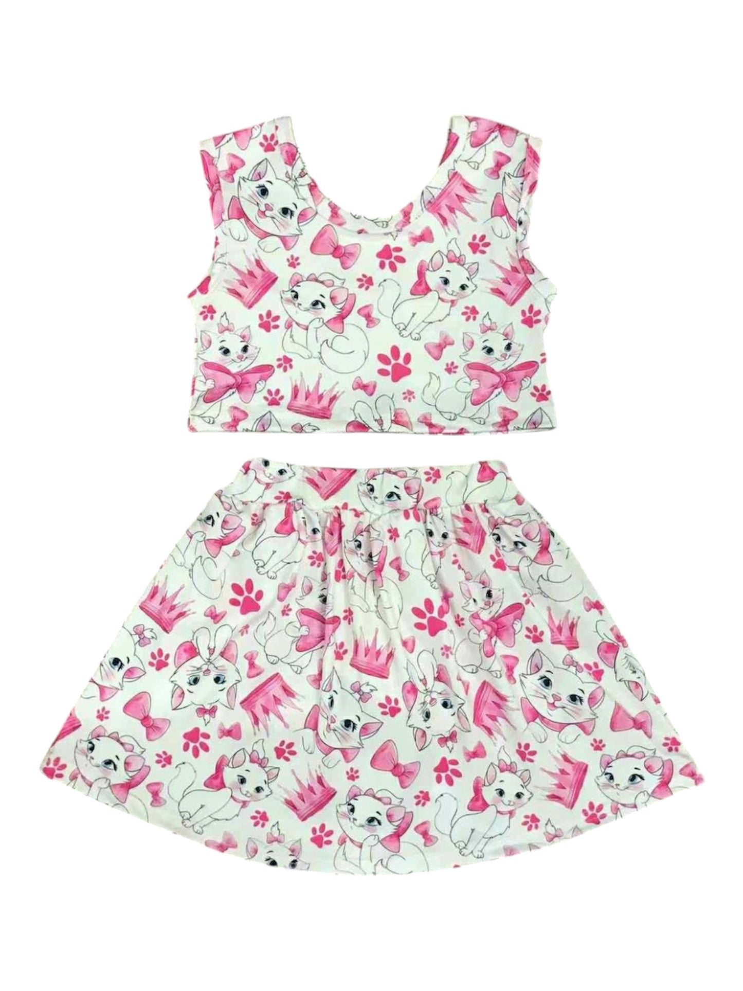 💖 Marie-Inspired Princess Active Set (Crop Top + Built-In Shorts Skirt)