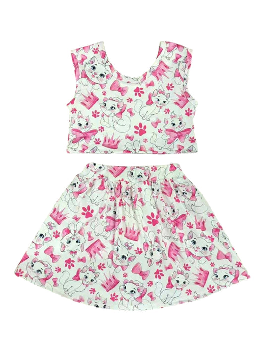 💖 Marie-Inspired Princess Active Set (Crop Top + Built-In Shorts Skirt)
