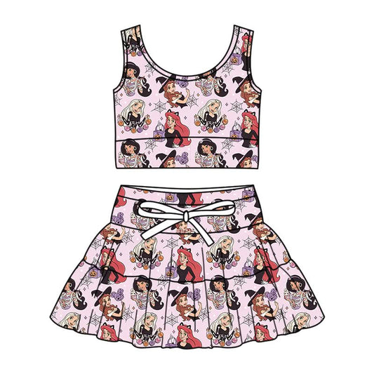 PREORDER Princess Halloween Family Matching Yoga Set | Mommy & Me Spooky Pink Athletic Outfit | Magical Princess Skort Set