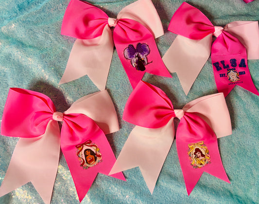 Pink princess cheer bows