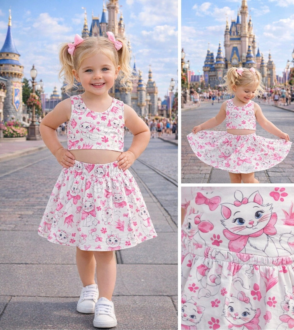 💖 Marie-Inspired Princess Active Set (Crop Top + Built-In Shorts Skirt)