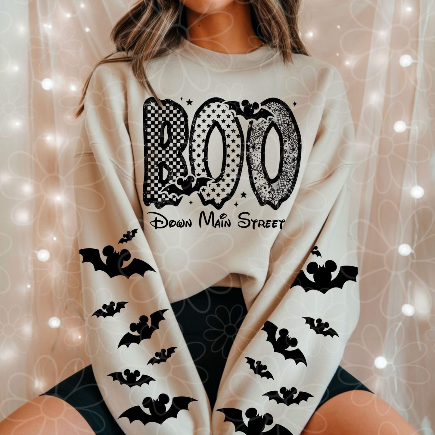Boo Down Main Street Halloween Sweatshirt | Disney Inspired Spooky Crewneck | Mickey Bat Fall Sweatshirt | Adult Unisex Halloween Pullover