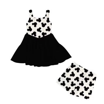 PREORDER Mom & Me Magical Mouse Main Street Dress Set | Matching Mommy and Me Disney Vacation Outfit | Women & Girls Twirl Dress with Shorts