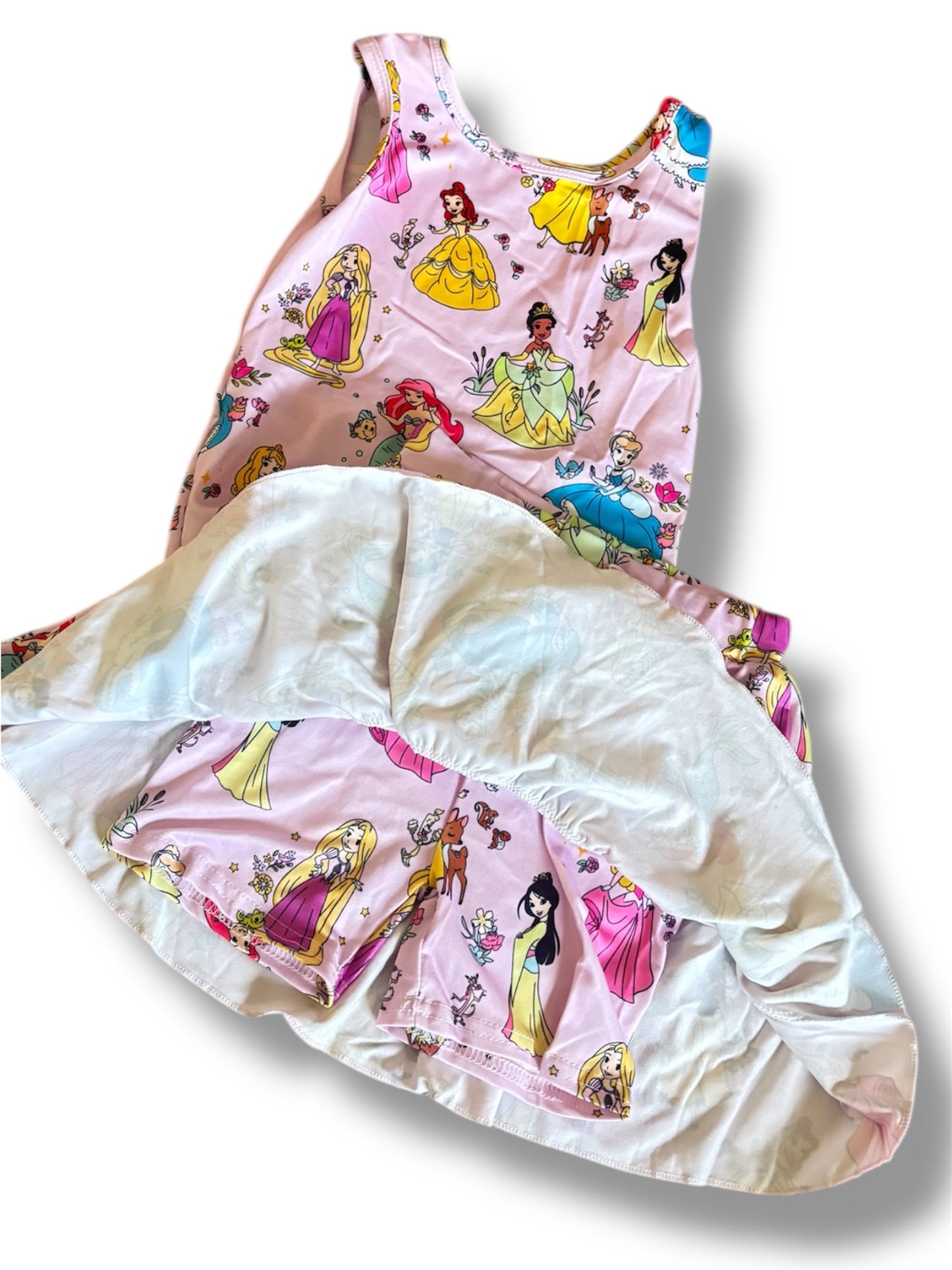 Magical Princess Activewear Set for Girls – Pink Fairytale Tank Top & Built-In Shorts Skirt Set – Boutique Disney-Inspired Outfit