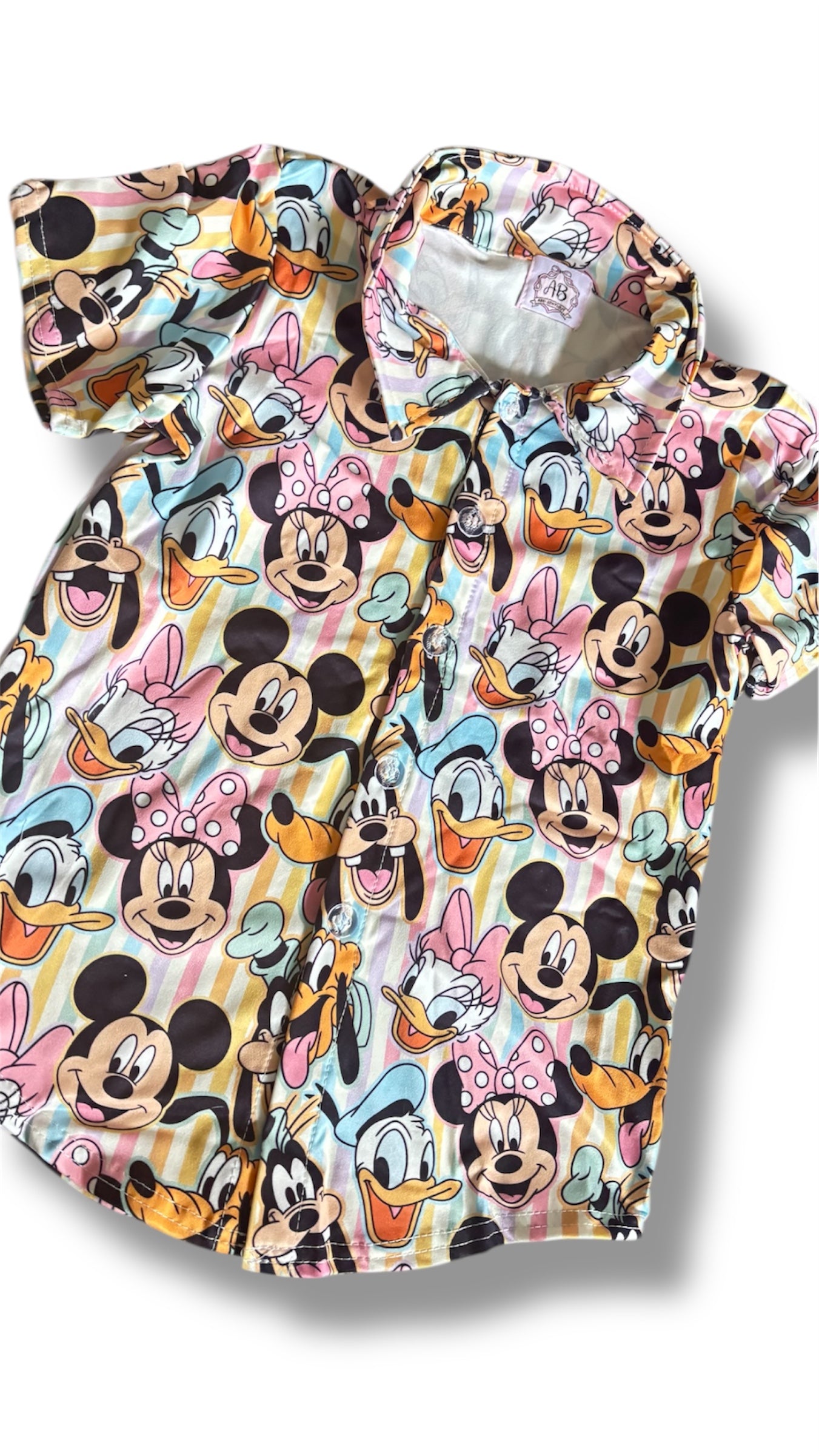 Mouse and friends Boys Character Inspired Button Down Shirt – Kids Theme Park Outfit – Family Matching Vacation Shirt – Pastel Cartoon Button Up – Sibling Matching Set